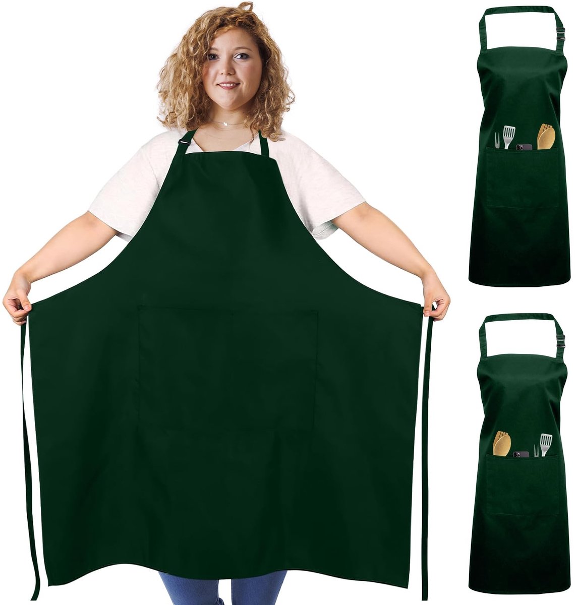 Omgoods- Keukenschorten Professionele Kwaliteit - Oversized Kookschort - 2 Zakken - Verstelbare Nekband - Ademend Polyester - Geschikt voor Grote Personen