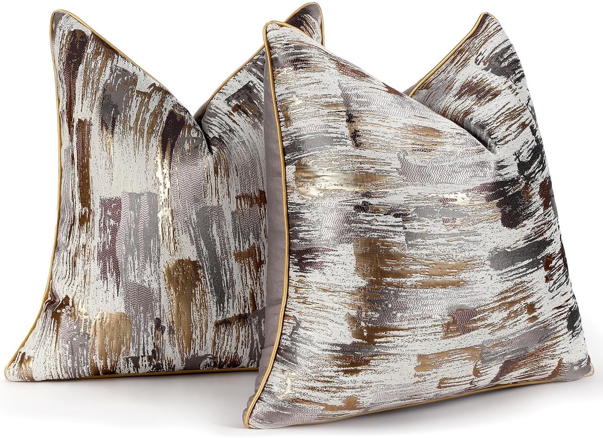 Omgoods - Set van 2 Jacquard Kussenhoezen 45x45 cm Abstract Design