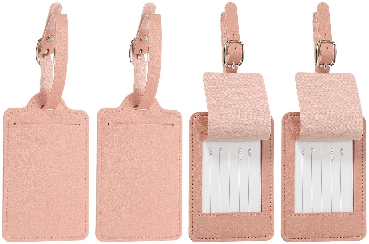 Omgoods - 4 Stuks Luggage Tags - PU Leren Identificatie Labels in Roze
