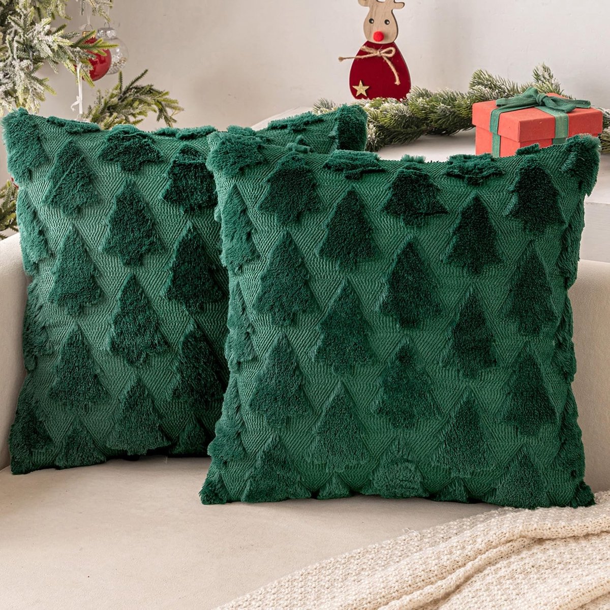 Omgoods - Set van 2 Luxe Kussenhoezen voor de Feestdagen, 50 x 50 cm