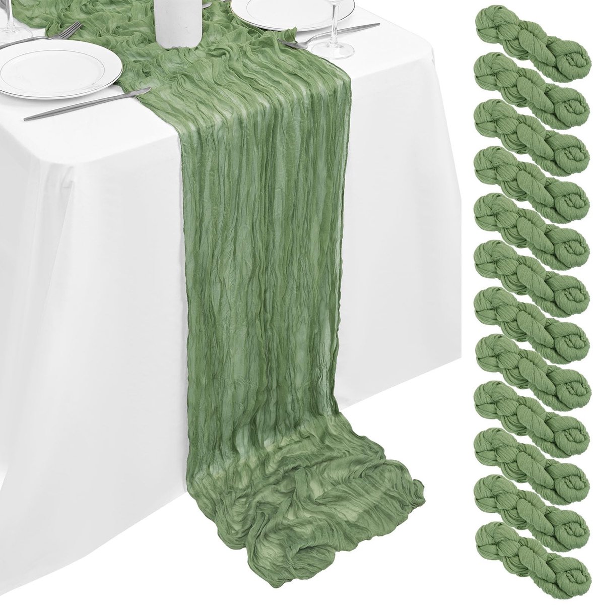 Omgoods - Set van 12 Saliegroene Kaasdoeken voor Bruiloften en Feestelijke Decoratie