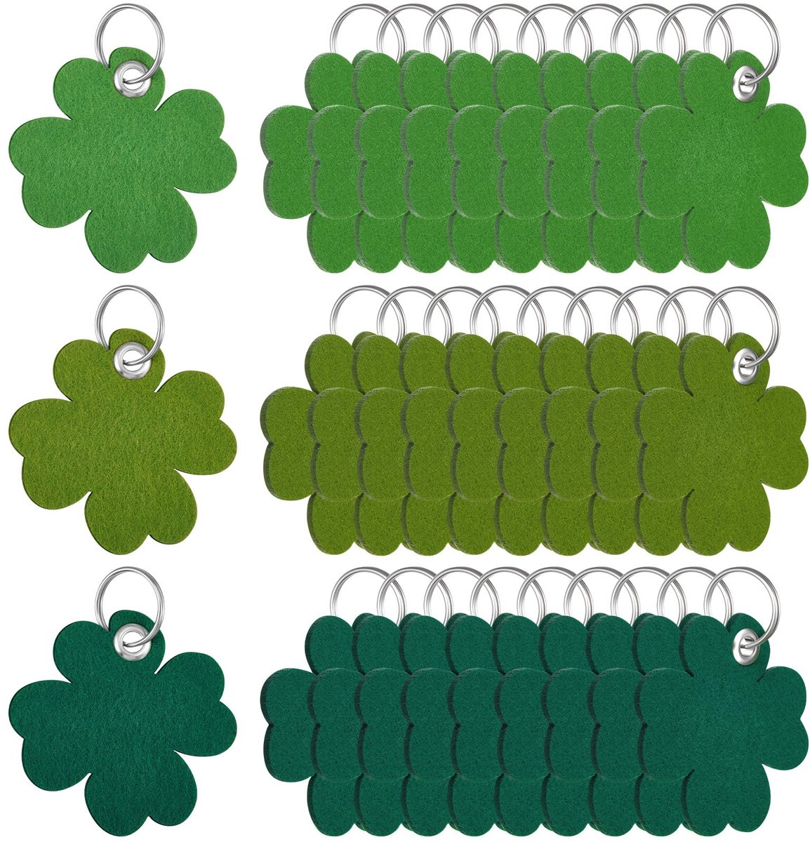 Omgoods- Sleutelhanger Klaverblad - Geluksbrenger - Vilt - 30 Stuks - Accessoire - Positieve Energie