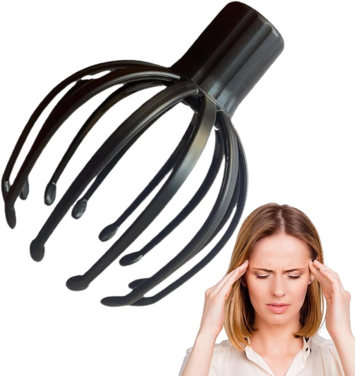 Hoofdmassager - Scalp massager octopus - Stressvermindering - Elektrische vibratietechnologie - 18 x 12 cm - Grijs