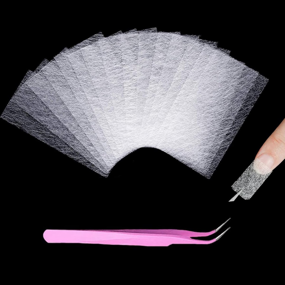 Glasvezel nagelextensies met pincet, glasvezel nagelverlenging nagelextensie zijden glasvezel gel kit manicure gereedschap voor vingernagel reparatie nagelverlenging glasvezel