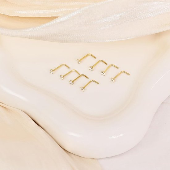 neusringen noppen, 20G L-vormige zilveren neusstekers voor vrouwen en mannen, 8 stuks, zilver, hypoallergeen, niet-aantastende neusring, kleine zirkonia, diamantneuspiercings, sieraden, 1,5 — afbeelding 3