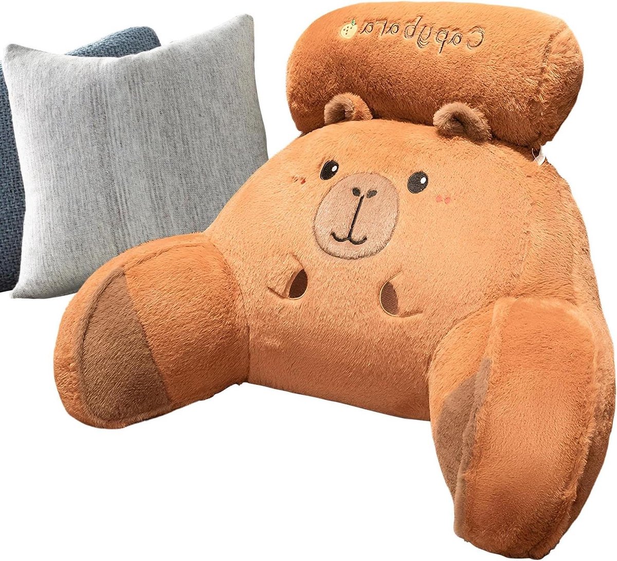 Leeskussen met Armleuningen - Rugsteun Kussen - Ontspannen Lezen TV - Ergonomische Lumbale Ondersteuning - 60x40 cm - Capybara Design