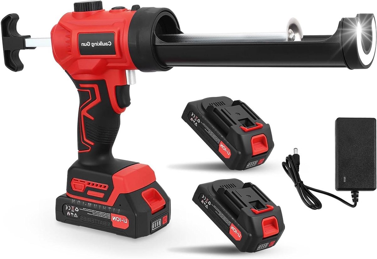 Elektrisch Kitpistool - Siliconenpomp Kitspuit - Kit aanbrengen - Automatische Drukregeling - 300 ml - Rood