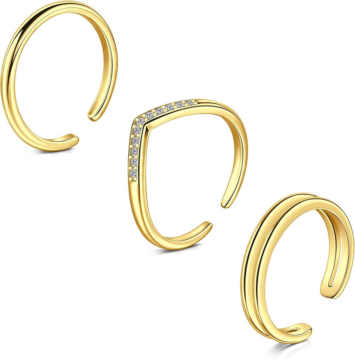 2-4Pcs Goud Zilver Teen Ring Rvs Verstelbare Bend Open Teen Ring, Bloem Pijl Blad Plain Dunne CZ Teen Vinger Staart Ring Zomer Strand Voet Sieraden Set voor Vrouwen Mannen