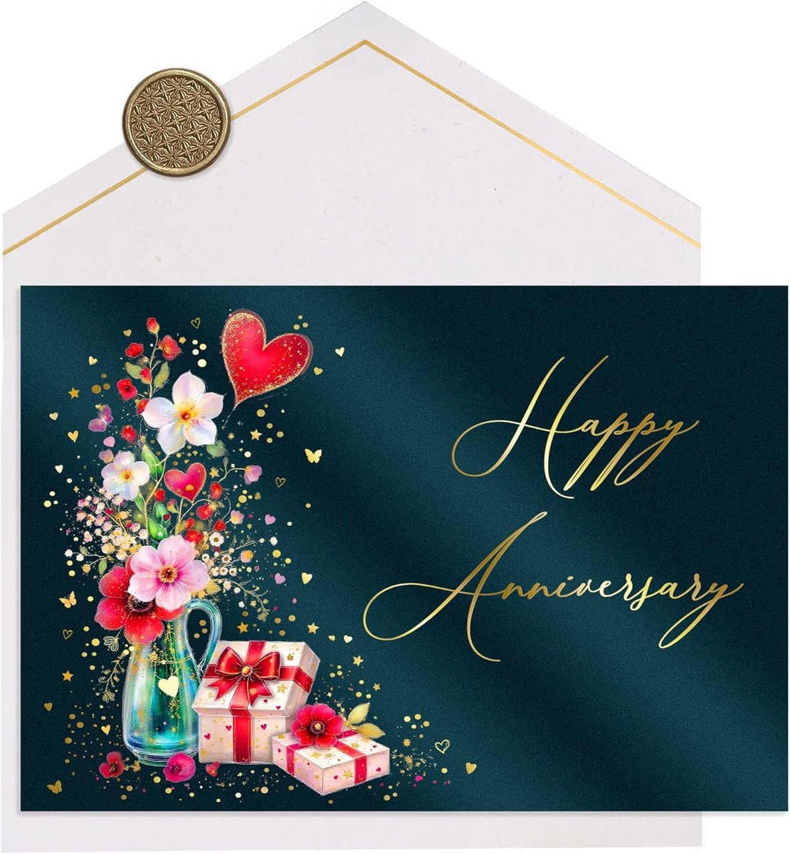 Coon Premium Happy Anniversary STARDUST - Premium jubileumkaart met FinePaper envelop en echte lakzegel
