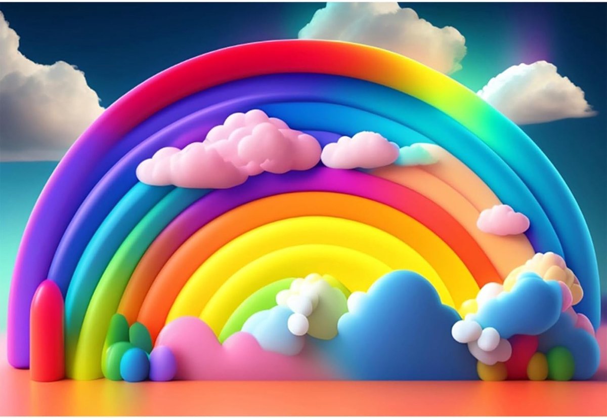 3x2m Kinderen Achtergrond Kleurrijke Regenboog Wolken Blauwe Lucht Fotografie Achtergrond voor Kinderen Meisje Verjaardagsfeestje Decoratie Pasgeboren Cake Tafel Banner Baby Shower Fotocabine