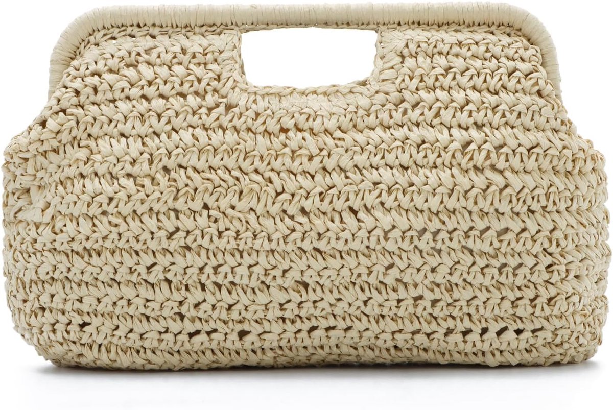 Stro-clutch voor dames, zomer, boho, raffia, handtas voor bruiloft, feest, dagelijks gebruik, werk, geweven strotas voor strand, vakantie