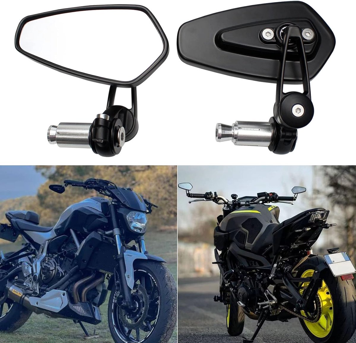 stuurspiegel motorfiets 7/8 inch 22 mm stuurspiegel achteruitkijkspiegel zijspiegel universeel voor Street Bike bromfiets scooter quad Z650 Z750 Z900 CB125 CB650 MT07 MT09 MT10