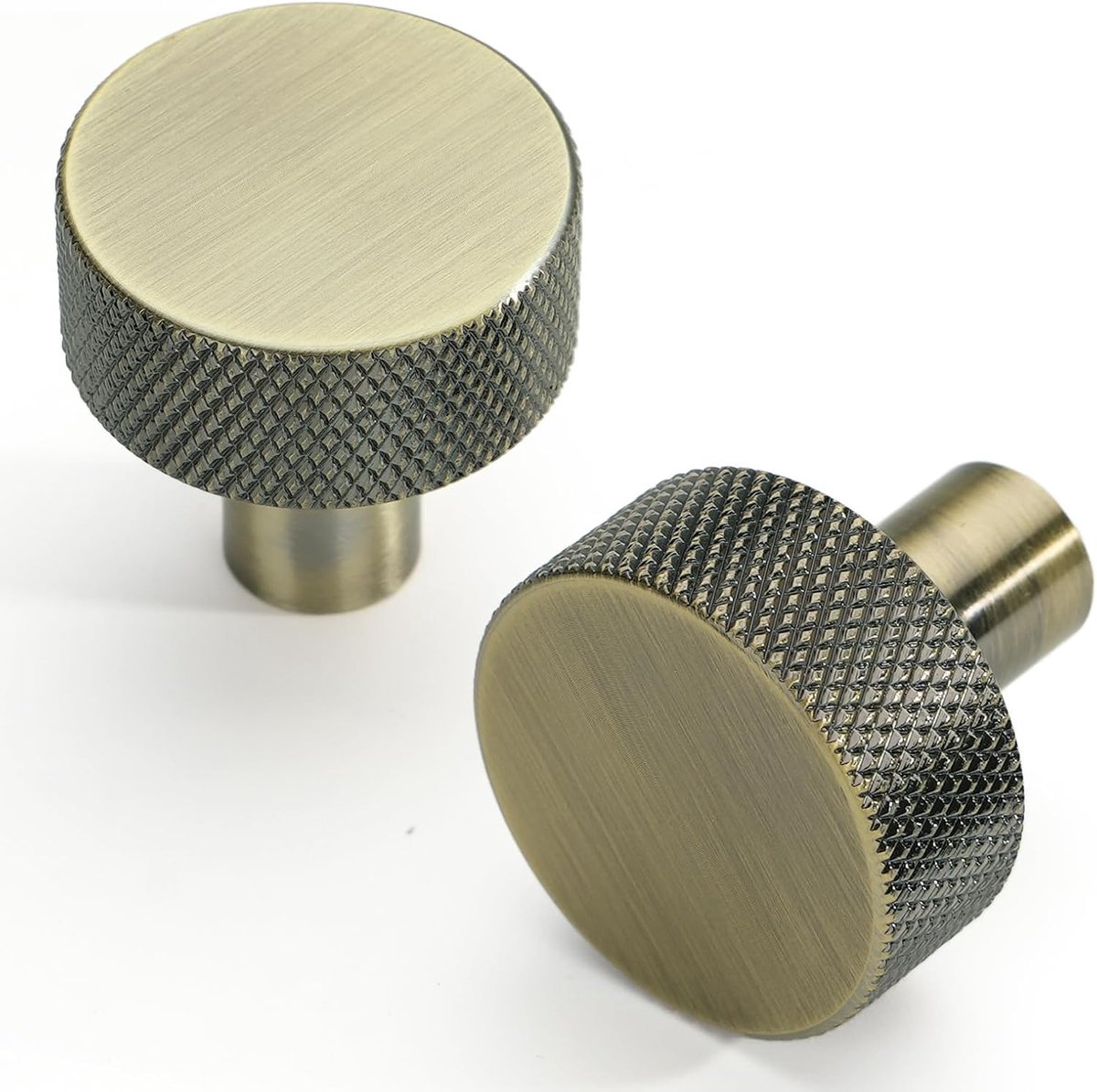 Set van 10 glanzende antieke messing kastknoppen, vintage gekartelde ronde kop, 31 mm trekgrepen, bronzen aluminium deurknoppen, kasthardware voor dressoirlade, keukenkast, kledingkast
