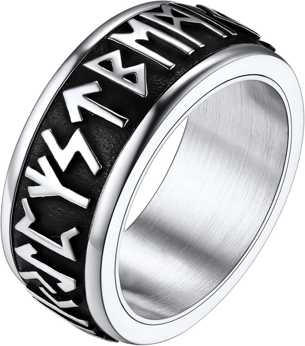 Ringen voor Jongens Angst Spinning Band Rvs Fidget Ring Maat 65, Viking Geschenken voor Familie Vrienden