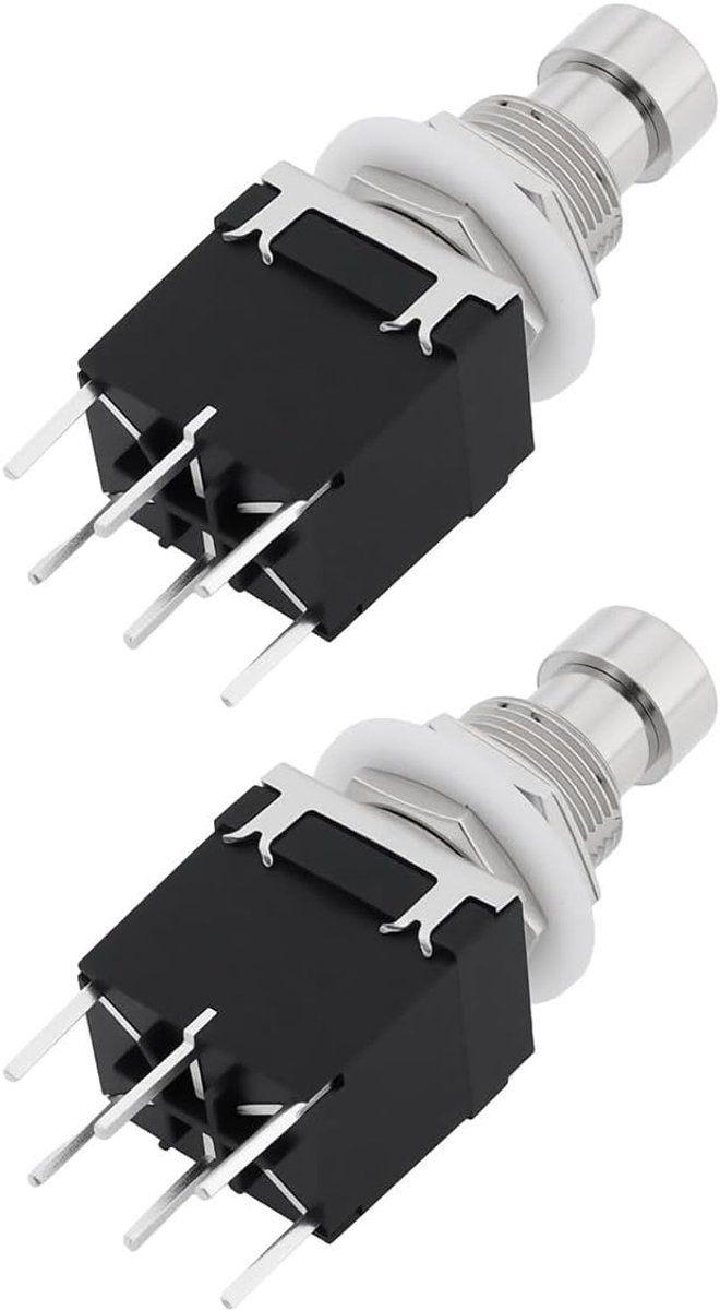 2-Pack PBS-24-202P 6-pins vergrendelende voetschakelaar, DPDT 1NC voetpedaalschakelaar voor gitaareffecten en -instrumenten (PC-pinnen)