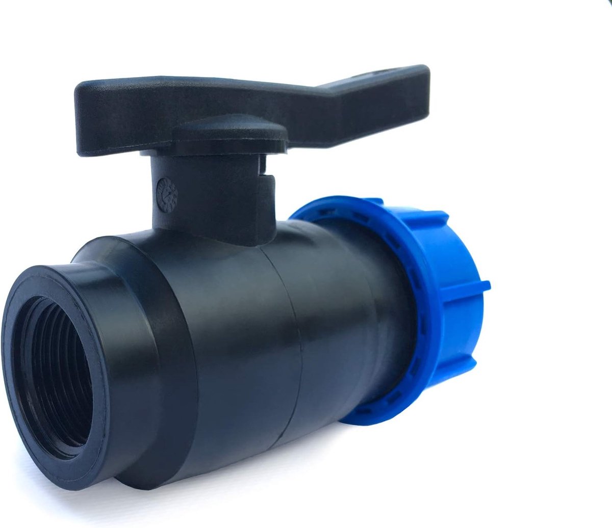 Kogelkraan 32 mm x 1 inch PP klemfitting klem x IG binnendraad met schroefverbinding x klemschroefverbinding voor PE buis afsluitkogelkraan IG klem afsluitkraan perfecte dichtheid PN 16 bar