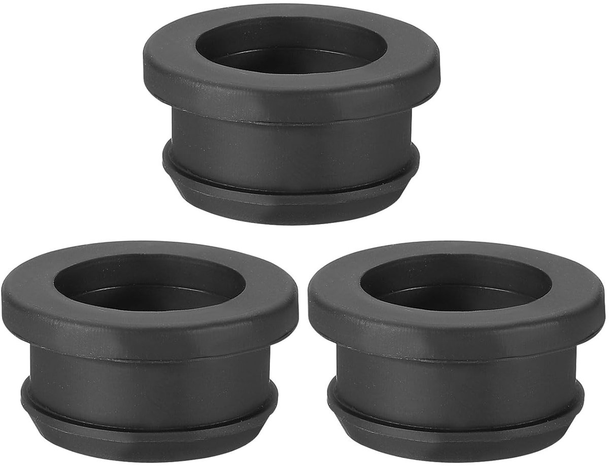 1 Inch Boor Gat, 13/16 Inch ID Rubber Doorvoertules, 3 Stks Top Hat Grommet voor Bedrading Oogring Pakking Automotive Firewall Kabel Gat Plugs Draden Bescherming, Zwart, 3 Inch OD
