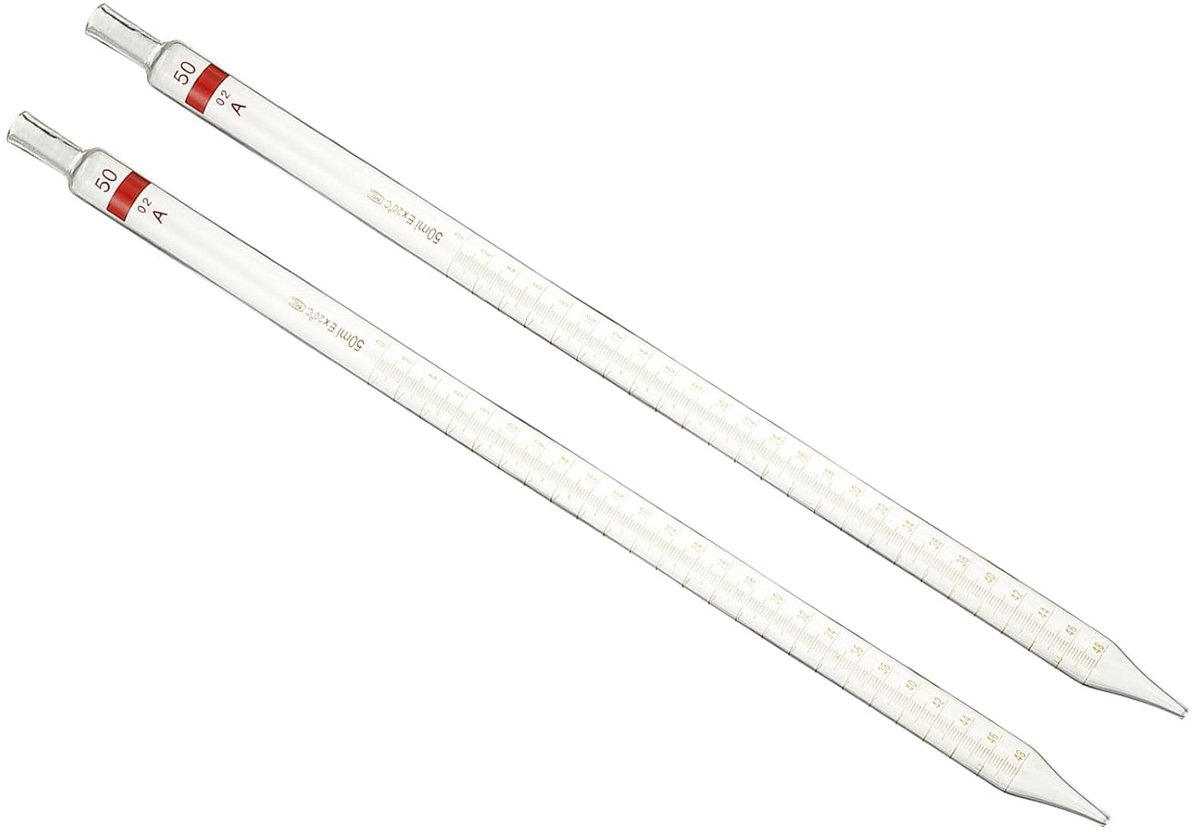 Pipetten Larme 2 Stuks 50ml Herbruikbaar Borosilicaatglas Voor Vloeistofoverdracht Voor Laboratorium, Chemie, Transparant