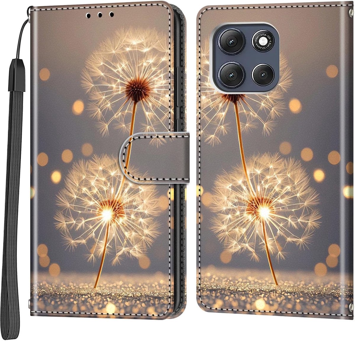 Telefoonhoesje voor Motorola Moto G86 / G86 Power, paardenbloem | Magnetische, schokbestendige klaphoes, standfunctie, kaartvakken, portemonnee, PU-leren hoes, telefoonhoes