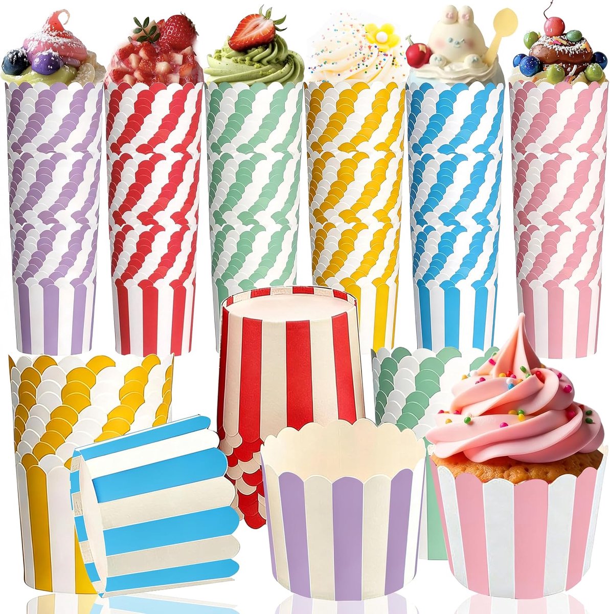 180 stuks papieren muffinvormpjes, mini-muffinvormpjes, cupcakevormen, wrapper voor verjaardagen, bruiloften, feesten, Halloween, snoep en taartdecoraties