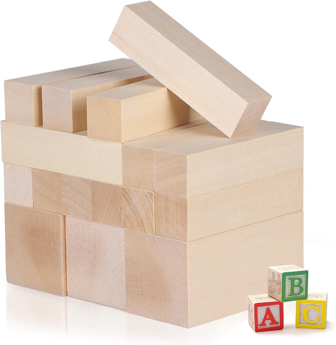 19 stuks snijblokken van lindehout, 2 maten, natuurlijk hout, om te snijden, grote houtsnijblokken om te knutselen, voor beginners, volwassenen en kinderen