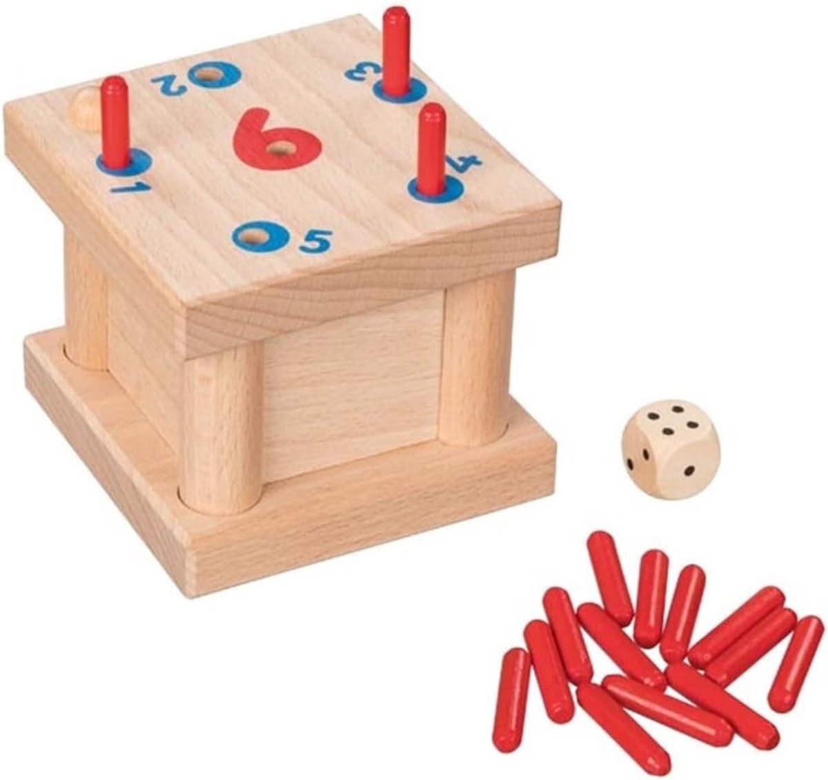 Die verflixte 6: 9 x 9 x 8 cm, Holz, 40 Pins