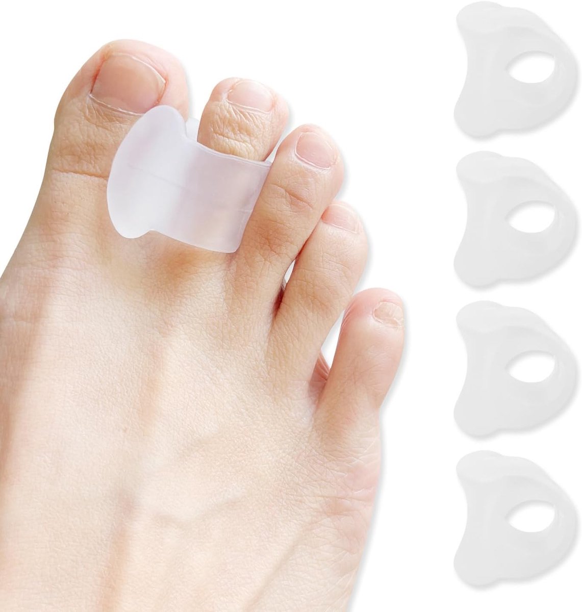 4 Stuks Siliconen Teenafstandhouders | Teen Spacer Gel | Overlappende Tenen | Comfortabele Verlichting Wrijving en Drukontlasting | Mannen en Vrouwen