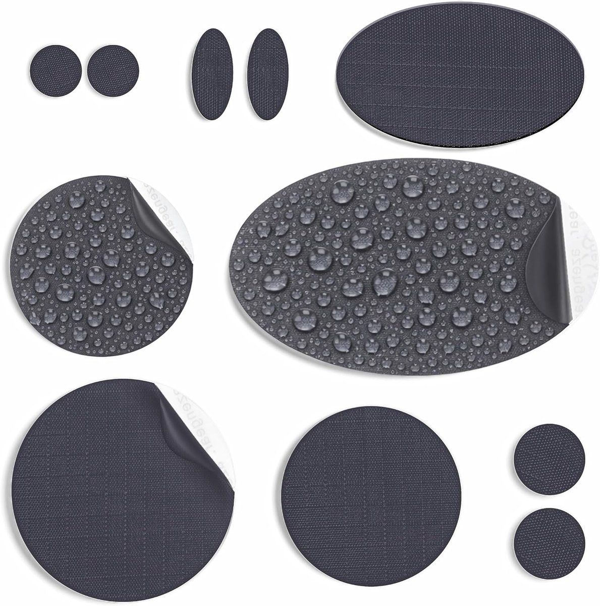 Reparatiepatches | Pre-cut, zelfklevend, zacht, waterdicht, scheurvast nylon stof om gaten in kleding, slaapzakken, skibroek (11 stuks) te bevestigen
