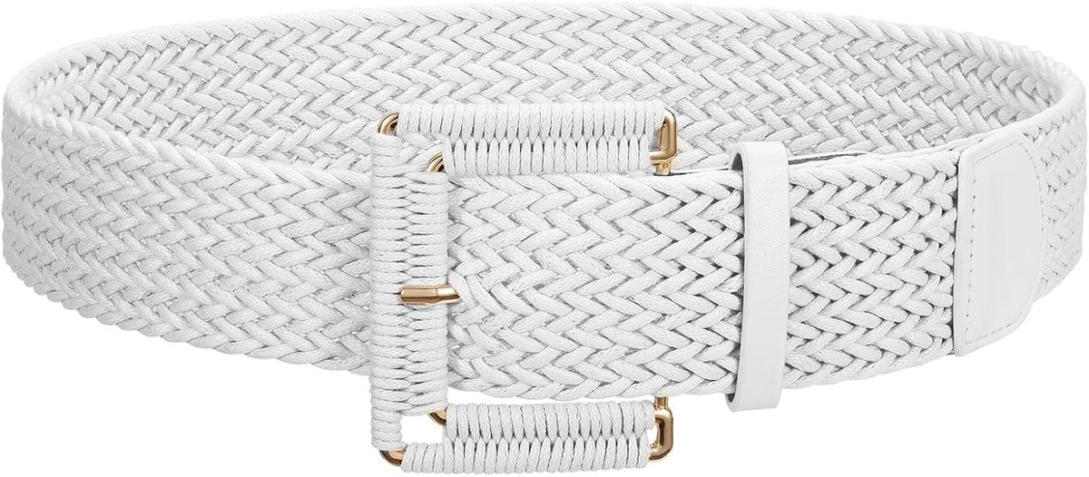 Gevlochten rotan riem, 5 cm breed, boho-riem met vierkante gesp, grote gesp, kledingriem voor dames