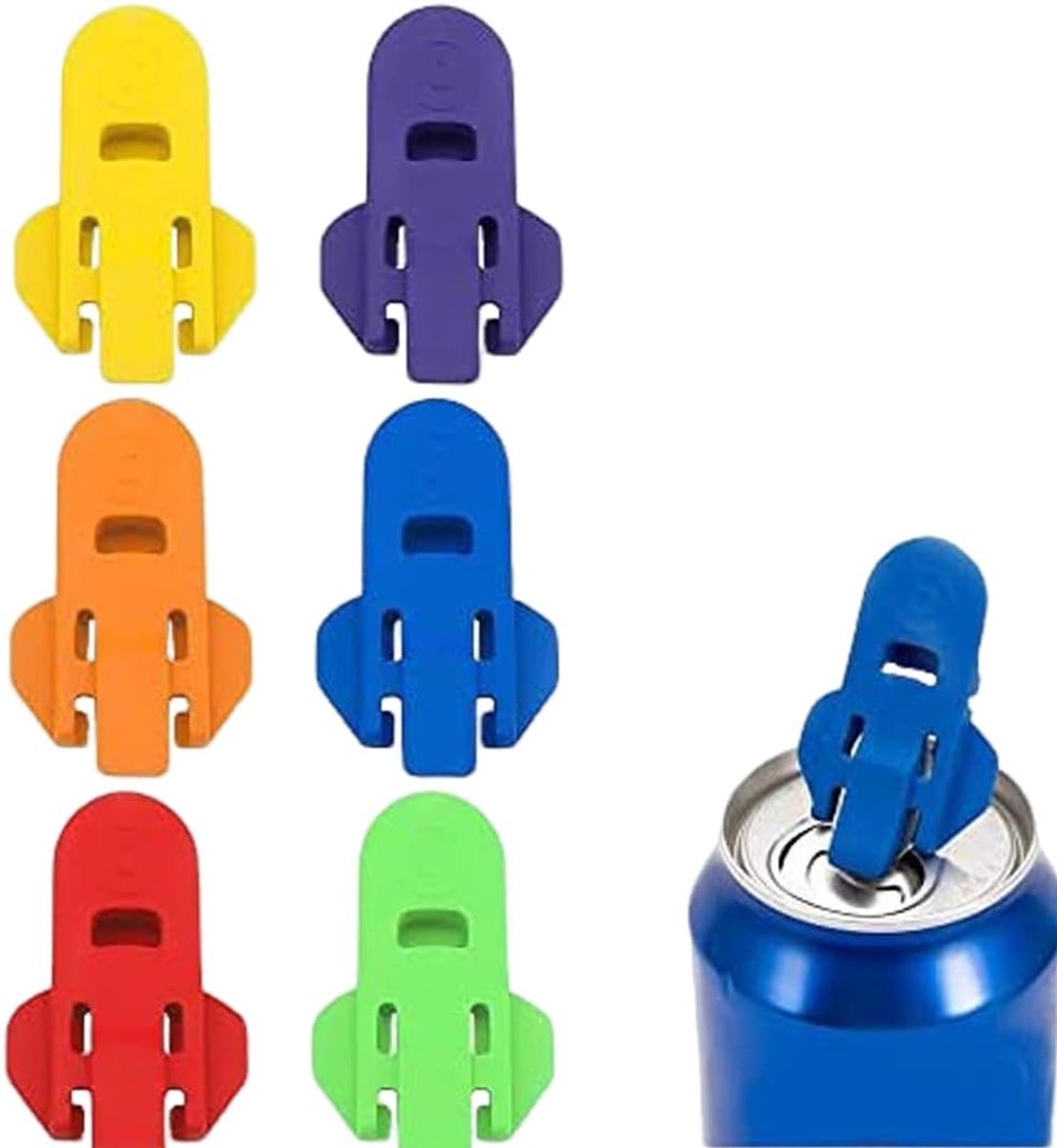 6 stuks drankblikjes met eenvoudig deksel, meerkleurige blikopener, voor dranken en bier