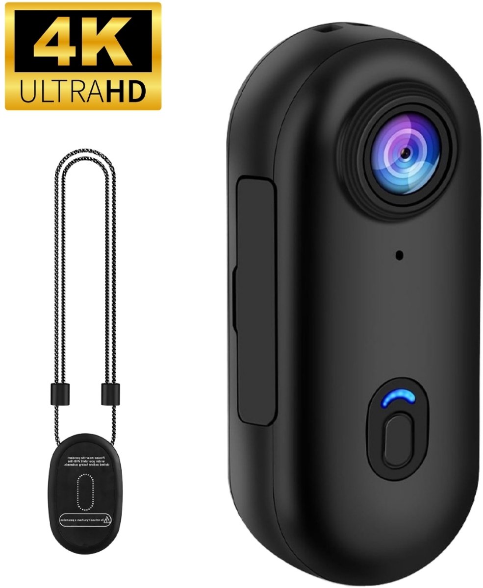 Mini Bodycam 4K WiFi – Handsfree Camera met Audio – Magnetisch – 120° Groothoek – incl. Accessoires – Loop Recording – Action cam – Nördic