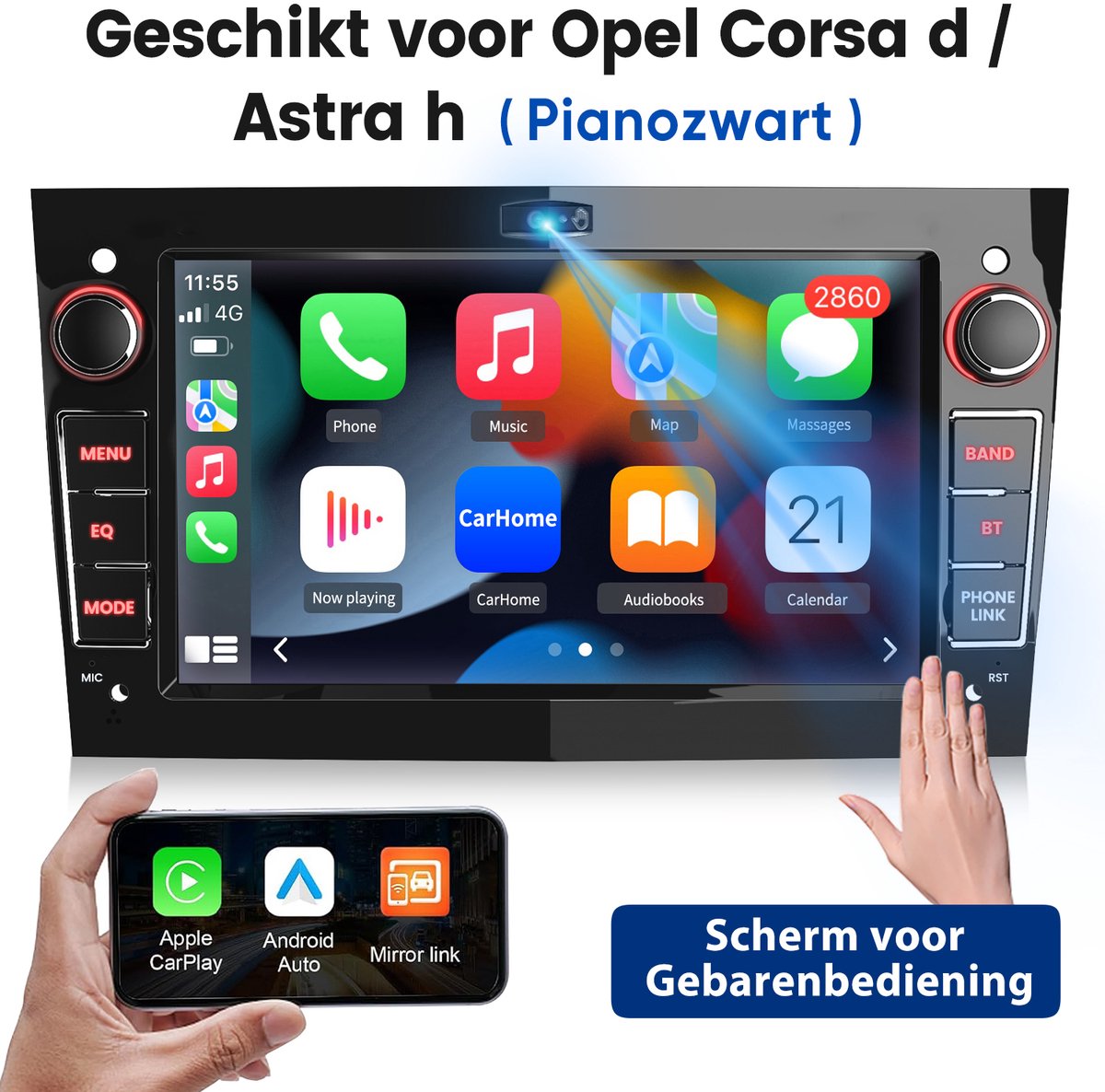 Cestovet Linux Autoradio - Geschikt Voor Opel Astra H Corsa C/D Meriva Zafira B - Draadloos Apple Carplay & Android Auto - 7-inch Touchscreen - Bluetooth & SWC USB