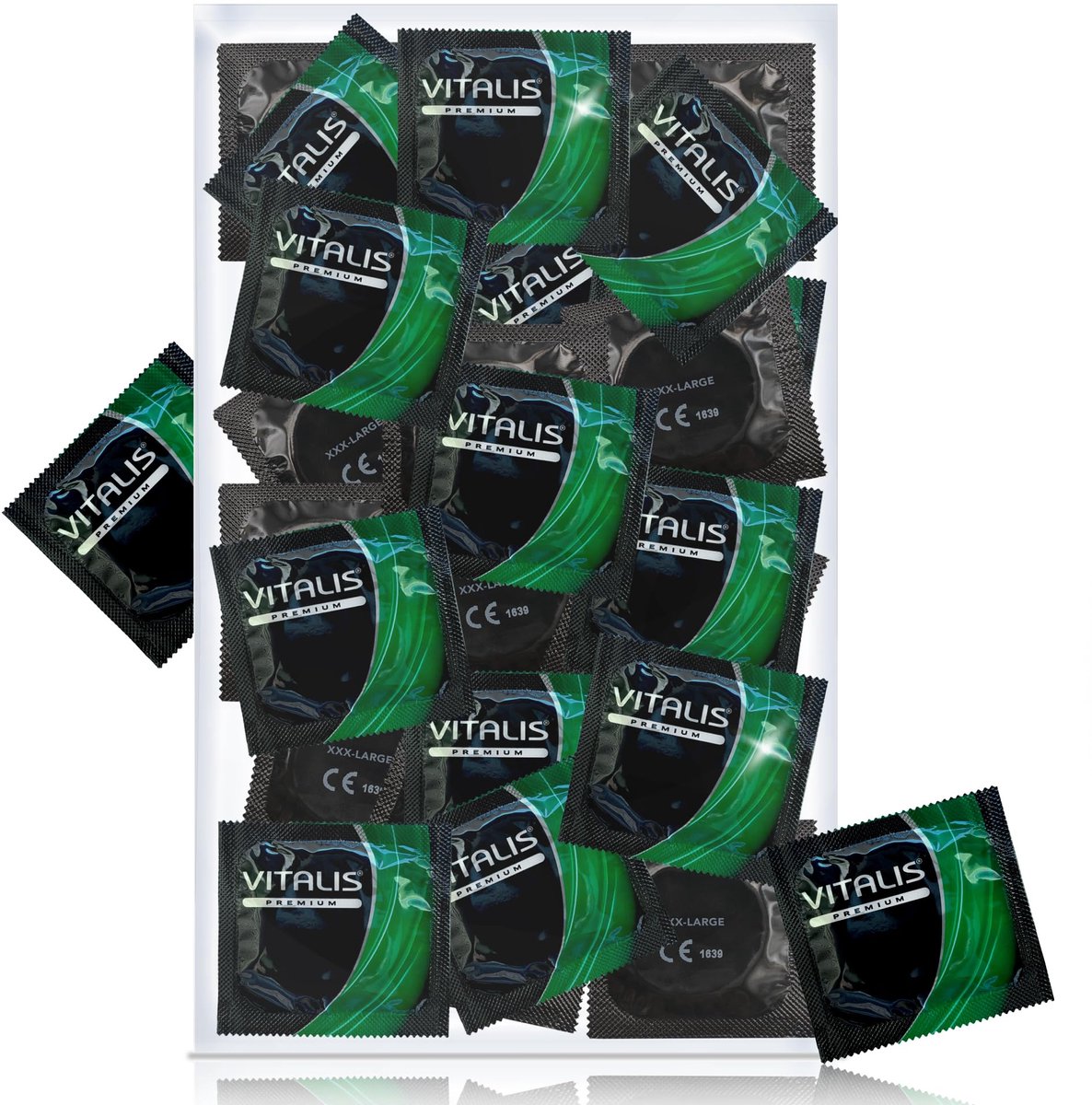 VITALIS 100 Premium Condooms 64mm XXXL | Nominale breedte | Gevoelsechte | met glijmiddel op siliconenbasis | Transparante, Extra Groß