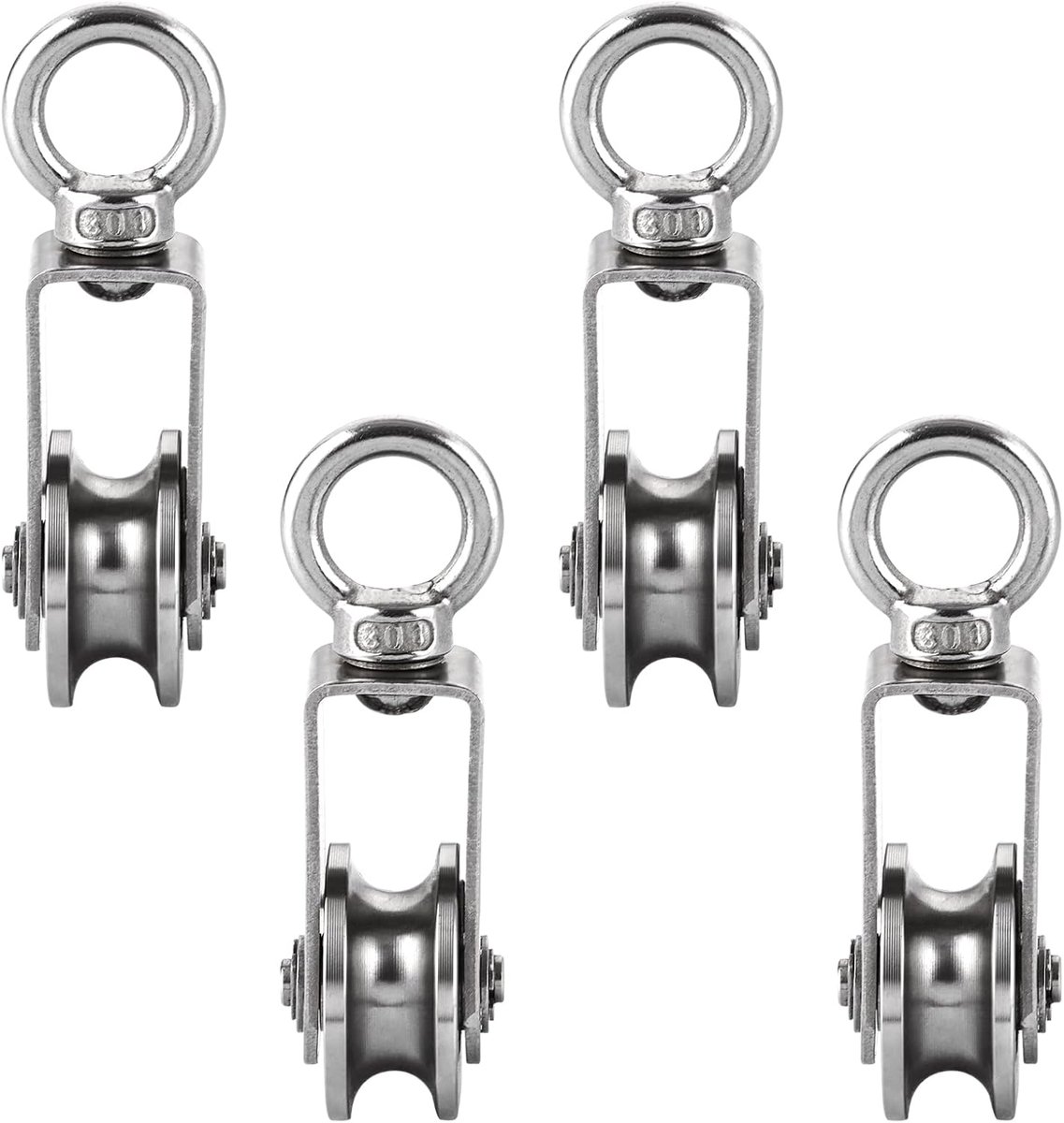 4 stuks katrol met 2 kogellagers, roestvrij stalen fitness-katrol, 48 mm V-type katrollen voor 12 mm kabels staalkabel