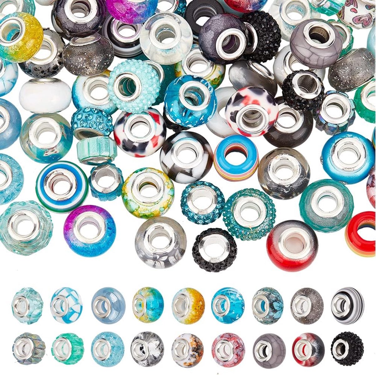 Kralen - 2 Kleuren 5 mm Groot Gat Rondelle Acryl Strass Bedels Polymeer Klei voor DIY Armbanden Kettingen Sieraden Maken
