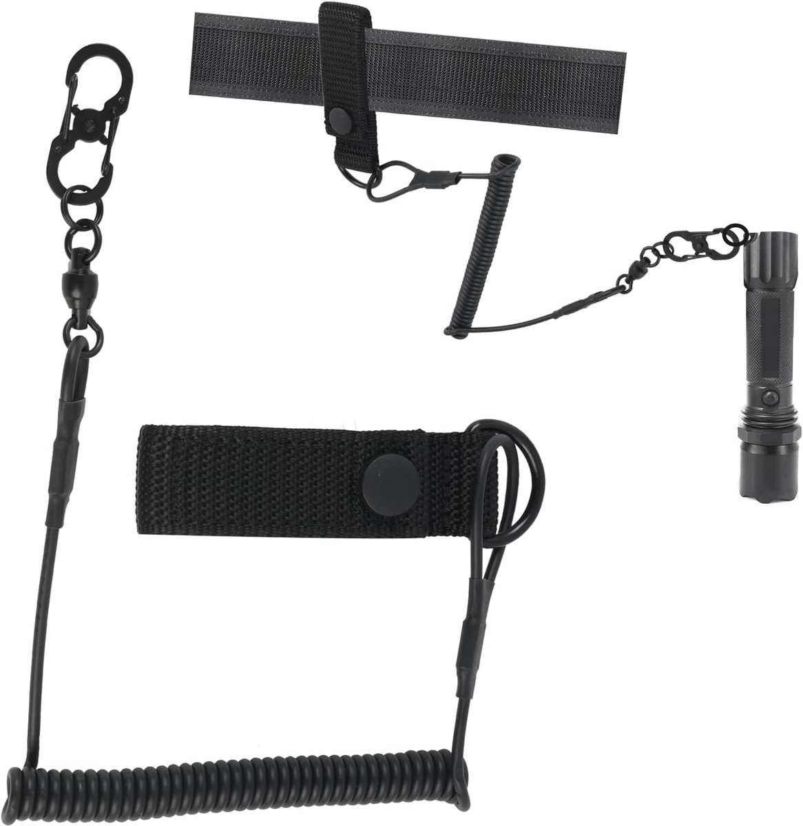 tactisch sleutelkoord, spiraal, sleutelkoord, sleutelkoord, politie-uitrusting voor outdooractiviteiten, veiligheidslijn voor gereedschap en uitrusting, 48 cm tot 150 cm lengte