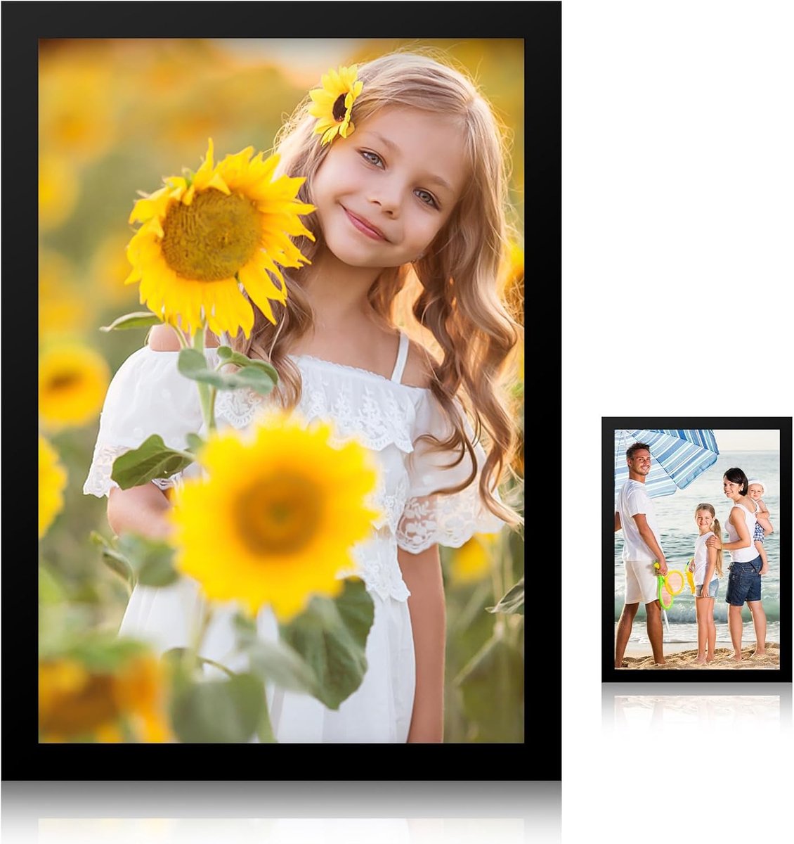 Fotolijst, A4 fotolijst (21 x 29,7 cm) houten lijst, zwarte lijst
