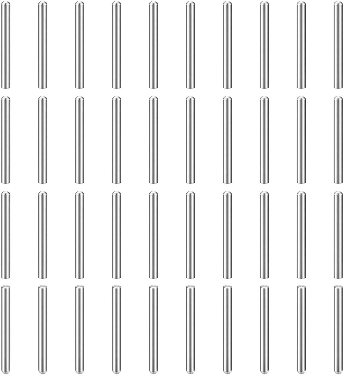 40 stuks 3 mm x 30 mm plugpennen 304 roestvrij staal cilindrische ronde kop plankhouders stiftpositioneringen voor boekenkast, kast, meubelcomponent GB831 zilver