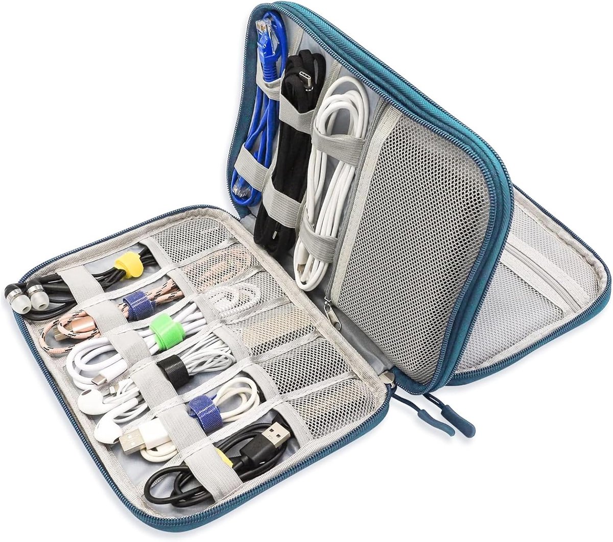 Kabeltas, organizer, waterdicht, vakantie must haves multifunctionele reisaccessoires, reisbenodigdheden, voor oplader, powerbank, donkergroen