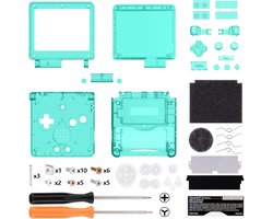 eXtremeRate Cover Hoes Set voor Gameboy Advance SP,Vervanging Knoppen Shell Case Toetsen voor GBA SP Console-Compatibel met IPS&Standard LCD(Geen Console&IPS Scherm)-Transparant Smaragdgroen