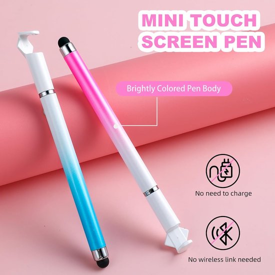 3 stuks styluspen voor touchscreen, dual-end hoge gevoeligheid siliconen gel stylus pen, 2-in-1 stylus pen, compatibel met smartphone tablets alle universeel (blauw + roze + paars) — afbeelding 2