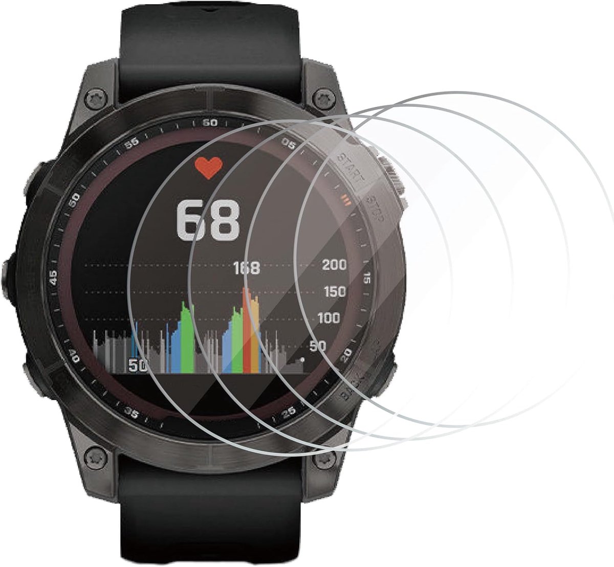4 stuks screenprotector voor Garmin Fenix 7 47 mm/Fenix 7 Sapphire Solar Smartwatch gehard glas, krasbestendig, zonder luchtbellen