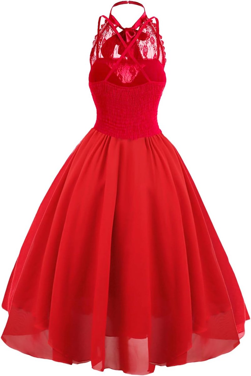 gothic-kanten jurk met korset voor dames, kant, swing, cocktailjurk