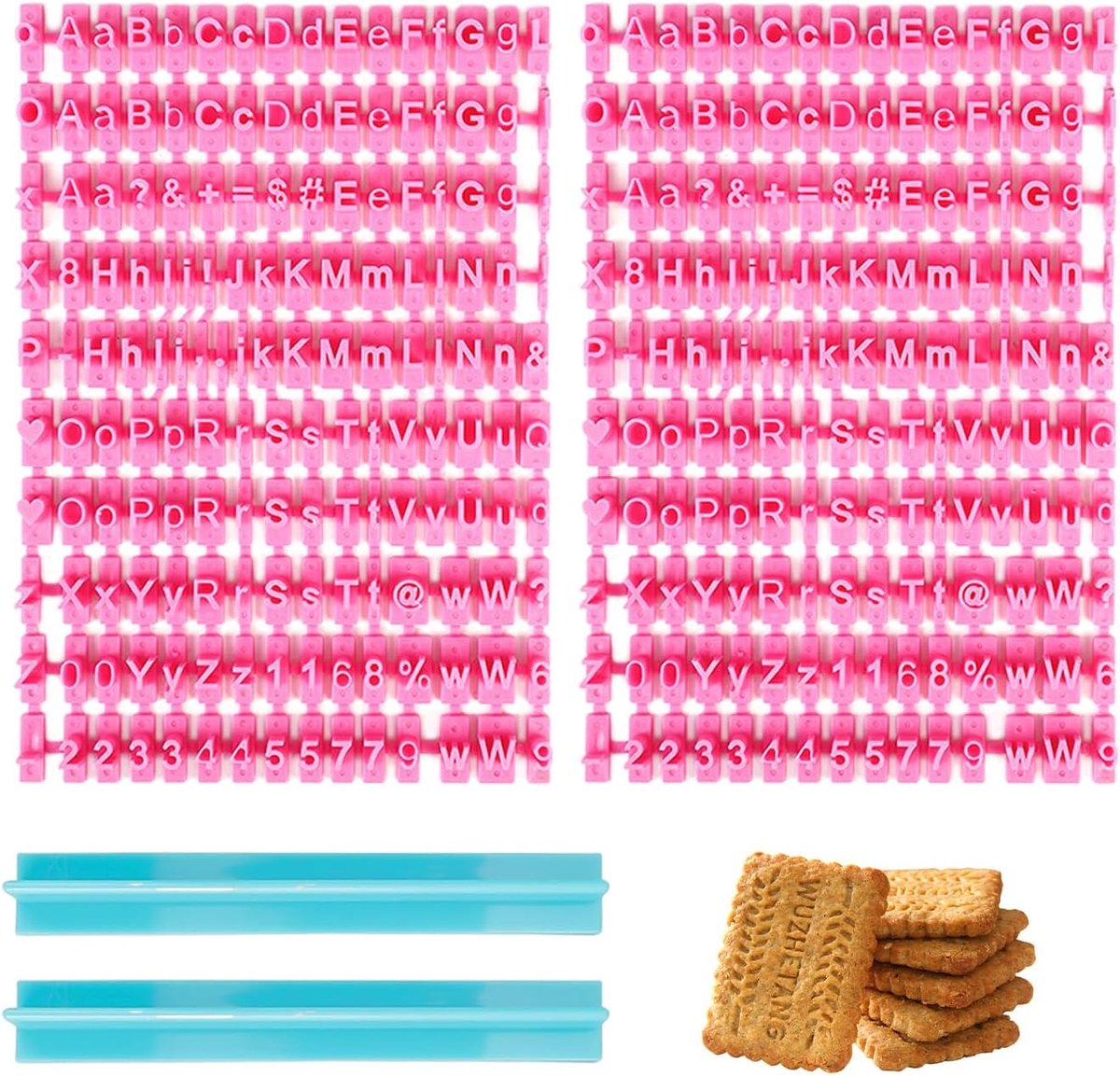 SnelShoppen - 2 sets klei letterstempels, fondant drukmachine, letters snijder, leuke letterstempel vormen, rose rood, 12.2 x 17.8 cm