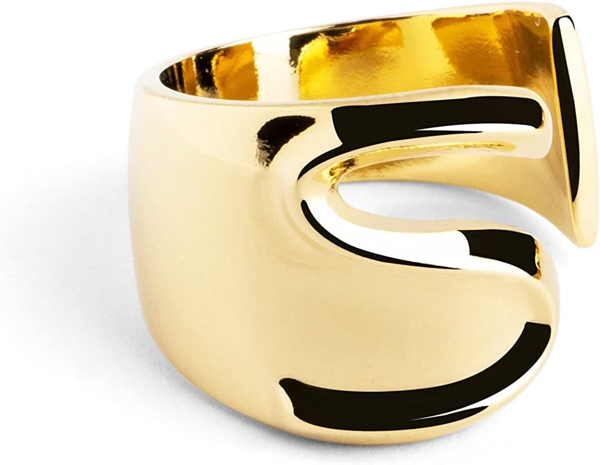 - Gepersonaliseerde briefzegelring - Verstelbare massieve ring - Messing met 18-karaats vergulde afwerking. - Eén maat - Sieraden voor dames - Gemaakt in Spanje