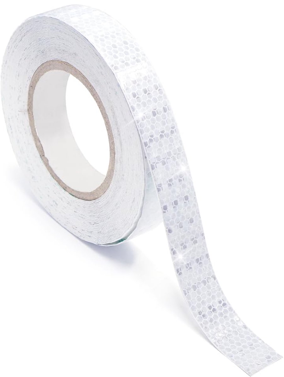 Zelfklevend Kleefband 25m x 2,5cm Waterdicht Reflecterend Lint Voor Fiets, Voertuigen, Auto's (Wit)