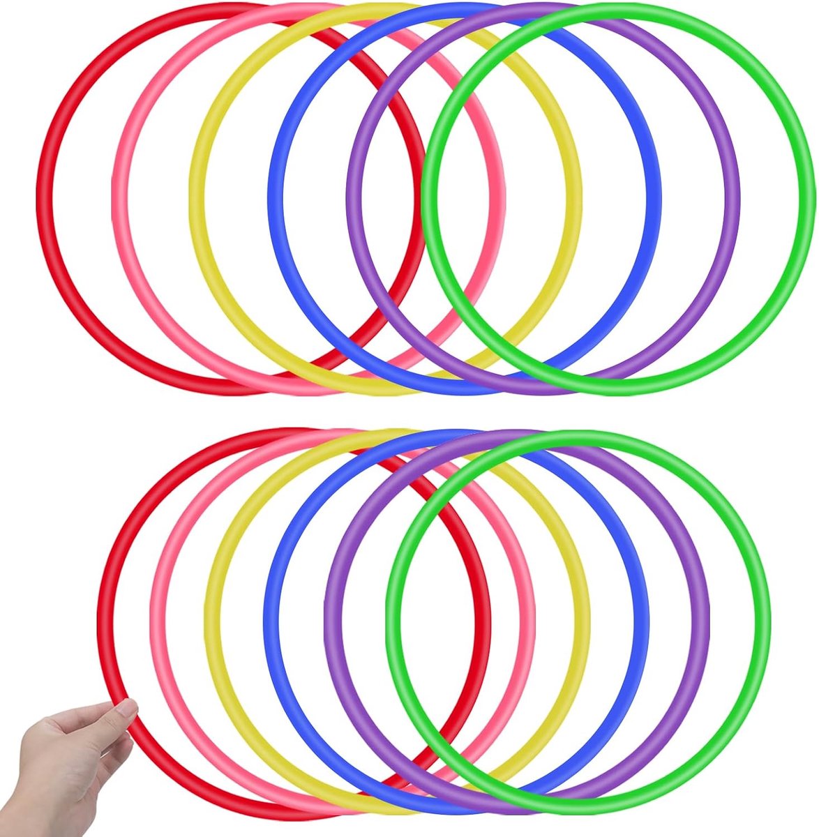 12 stuks werpringen van kunststof voor Toss ringspellen, praktisch voor snelheid en beweeglijkheid, feestspelletjes, carnaval, tuinfeesten, verjaardagen (6 kleuren)