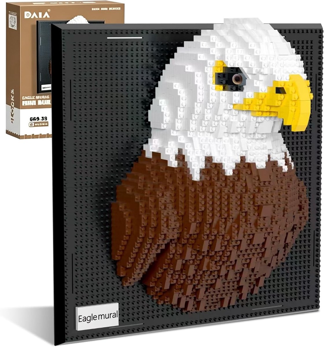 SnelShoppen - 3D Dieren Bouwstenen Set voor Volwassenen - Creatieve Wandkunst van Adelaar, Micro Mini Klembouwstenen, Doe-Het-Zelf Bouwpakket voor Thu