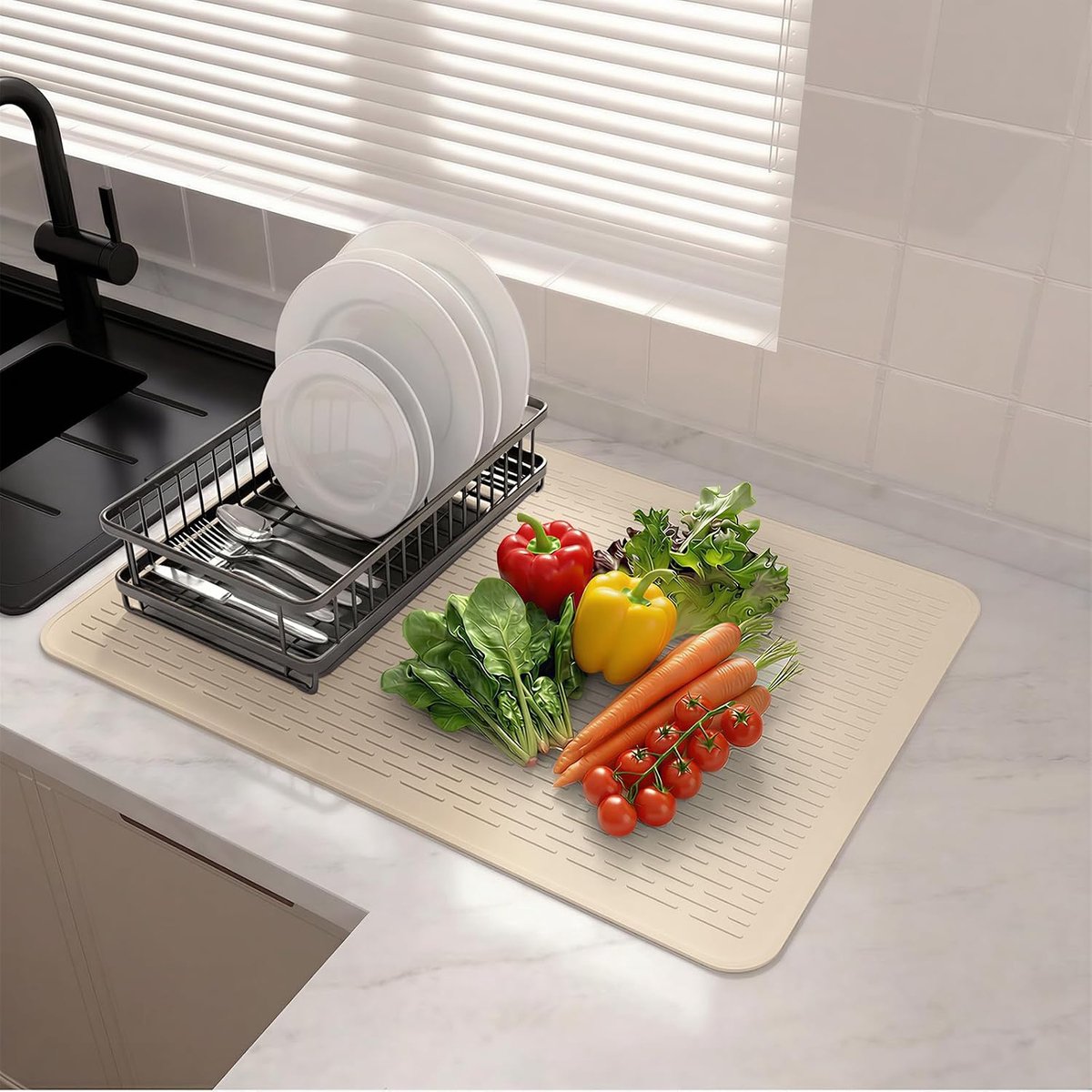 grote siliconen afdruipmat, 50 x 70 cm, antislip, hittebestendig en gemakkelijk te reinigen keukenafvoermat, geschikt voor toonbanken, spoelbakken, koelkasten (rijst)