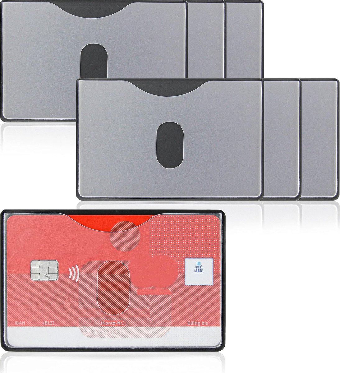 RFID NFC Blocker Hard Plastic Beschermhoes - Kaartbeschermhoes voor creditcards ID-kaart opening boven, transparant mat, transparant, zwart, 6